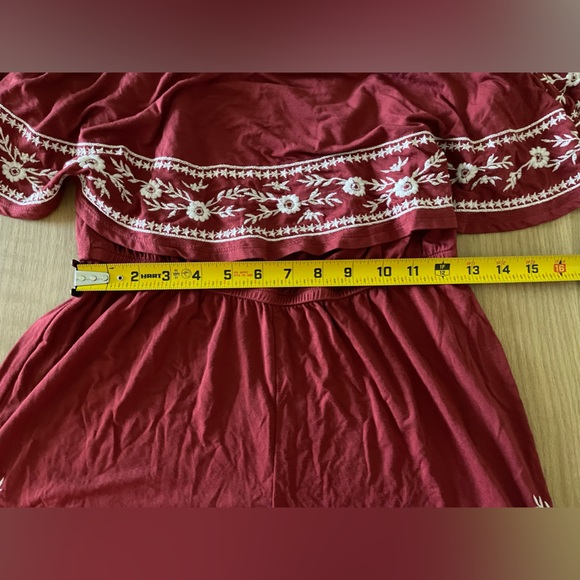 American Eagle|SOFT Burgundy Floral Embroidered Romper, Off the Shoulder•••NWT - Picture 10 of 13